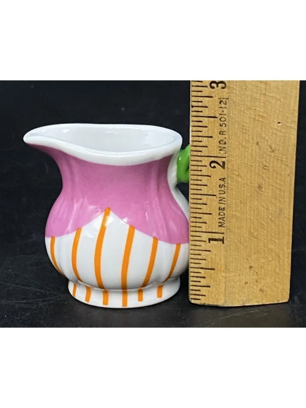 Italian Tre Marie Pottery Pitcher & Retro Green Pink Miniature Lot 2